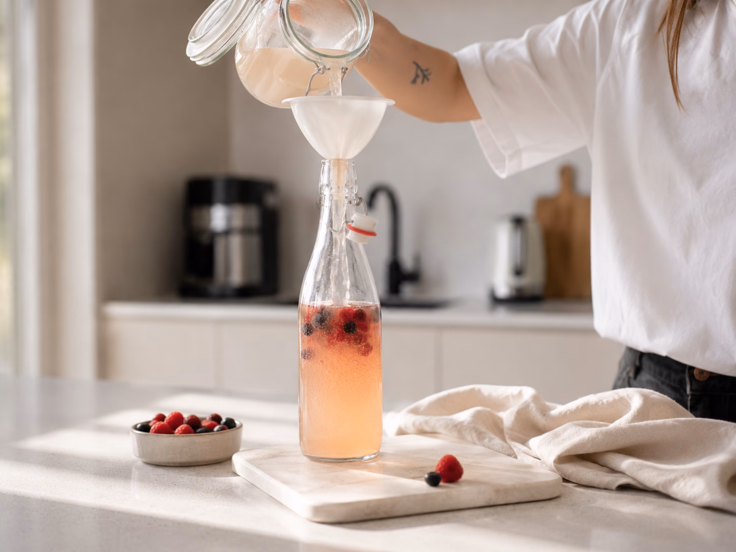 Druhá fermentácia vodného kefíru vo fľaši